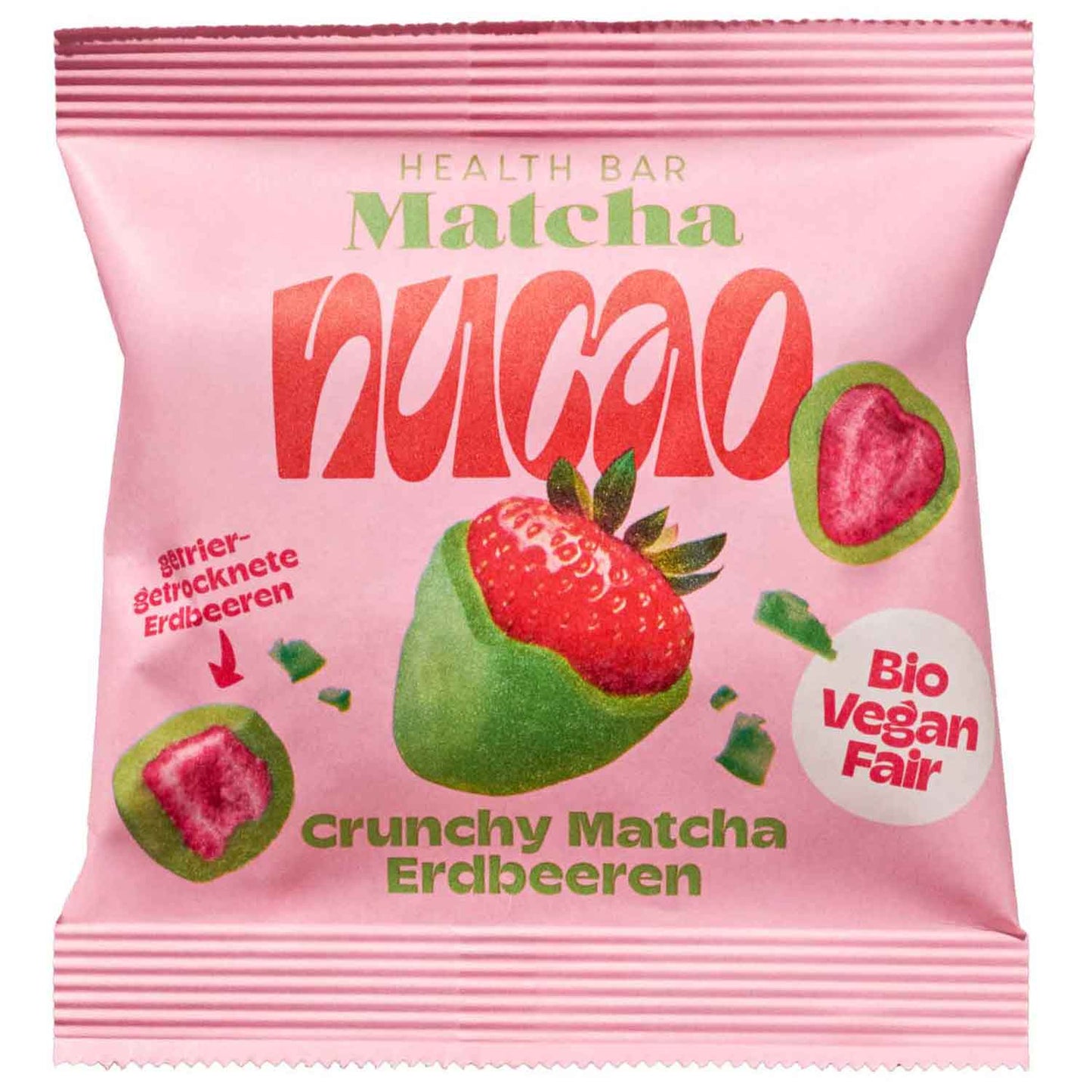 nucao Health Bar Schokofrüchte Crunchy Matcha Erdbeeren Bio 50g